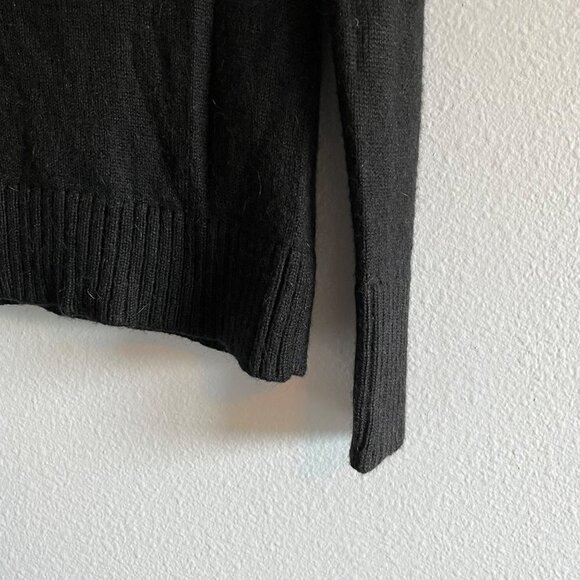 J Crew Lofty Sweater Black Shawl Collar‎ Pockets Alpaca Merino Wool Size XS - Picture 6 of 8